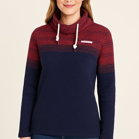 Vineyard Vines Fair Isle Funnel Neck Fleece Pullover Sweater XS NWT - Picture 1 of 6